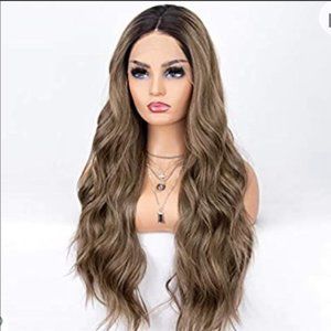 New Lace Front Wig Ombre Dark Roots Two Tone Beautiful!